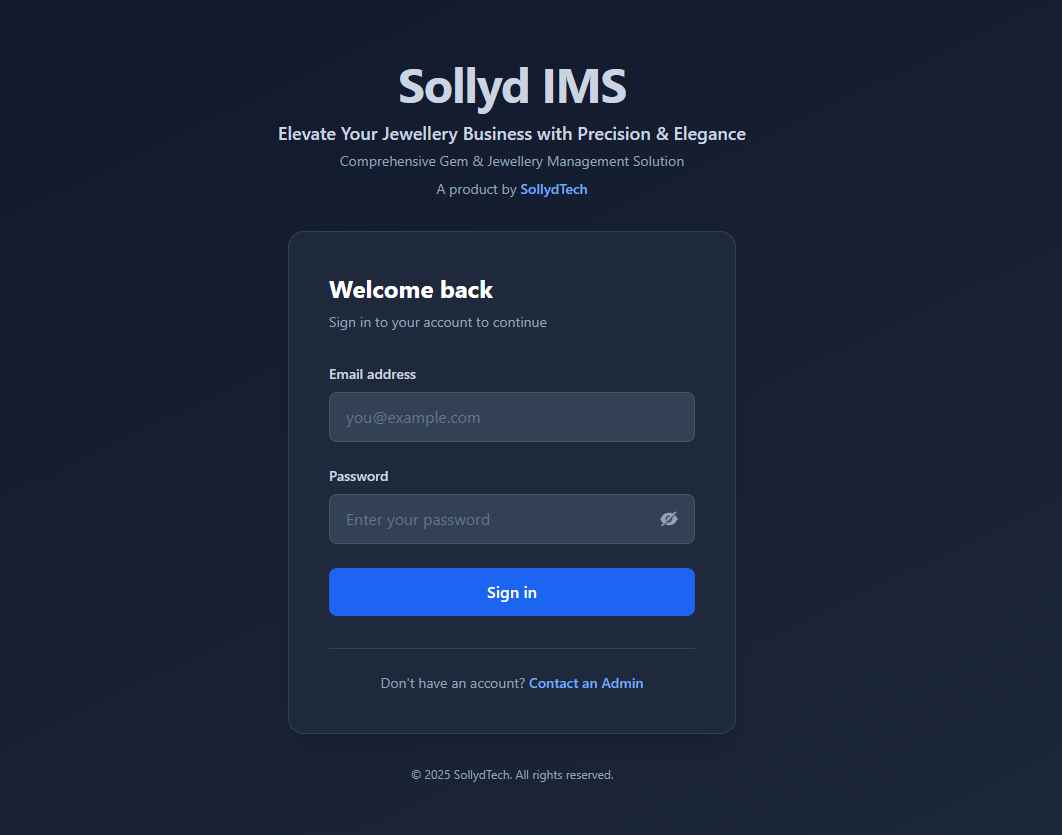 Sollyd IMS Dashboard Mockup